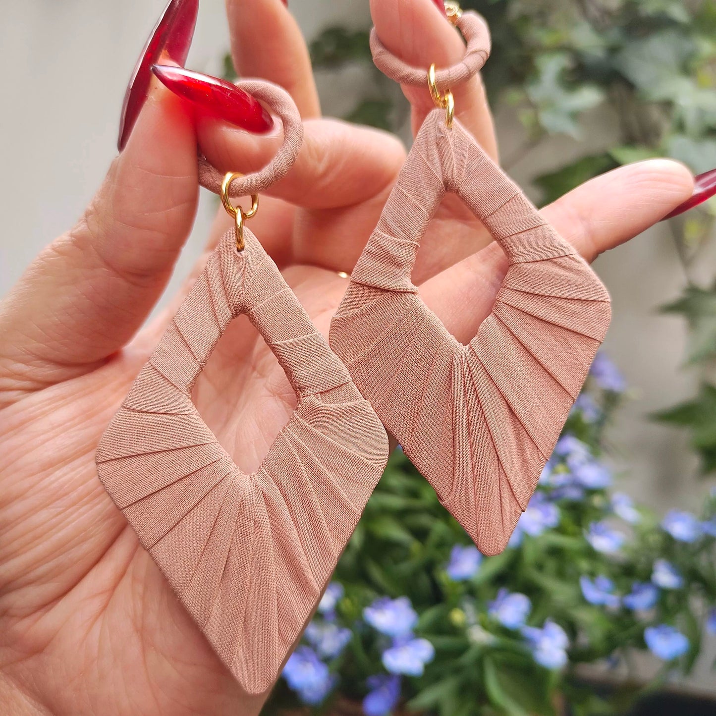 Silk wrapped earrings 10cm*3cm