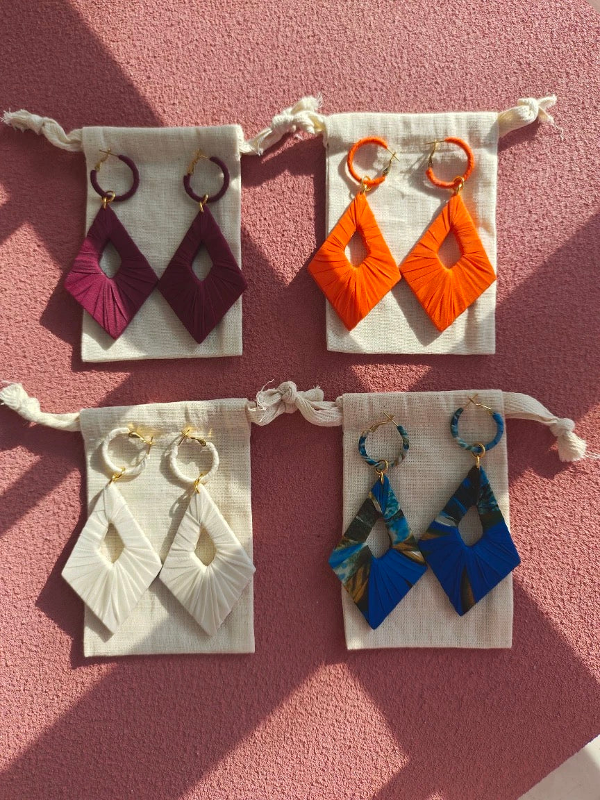 Silk wrapped earrings 10cm*3cm