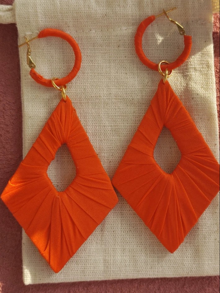 Silk wrapped earrings 10cm*3cm