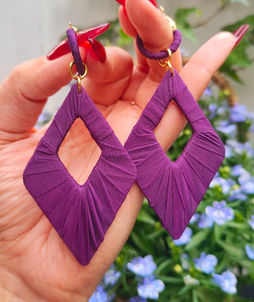Silk wrapped earrings 10cm*3cm