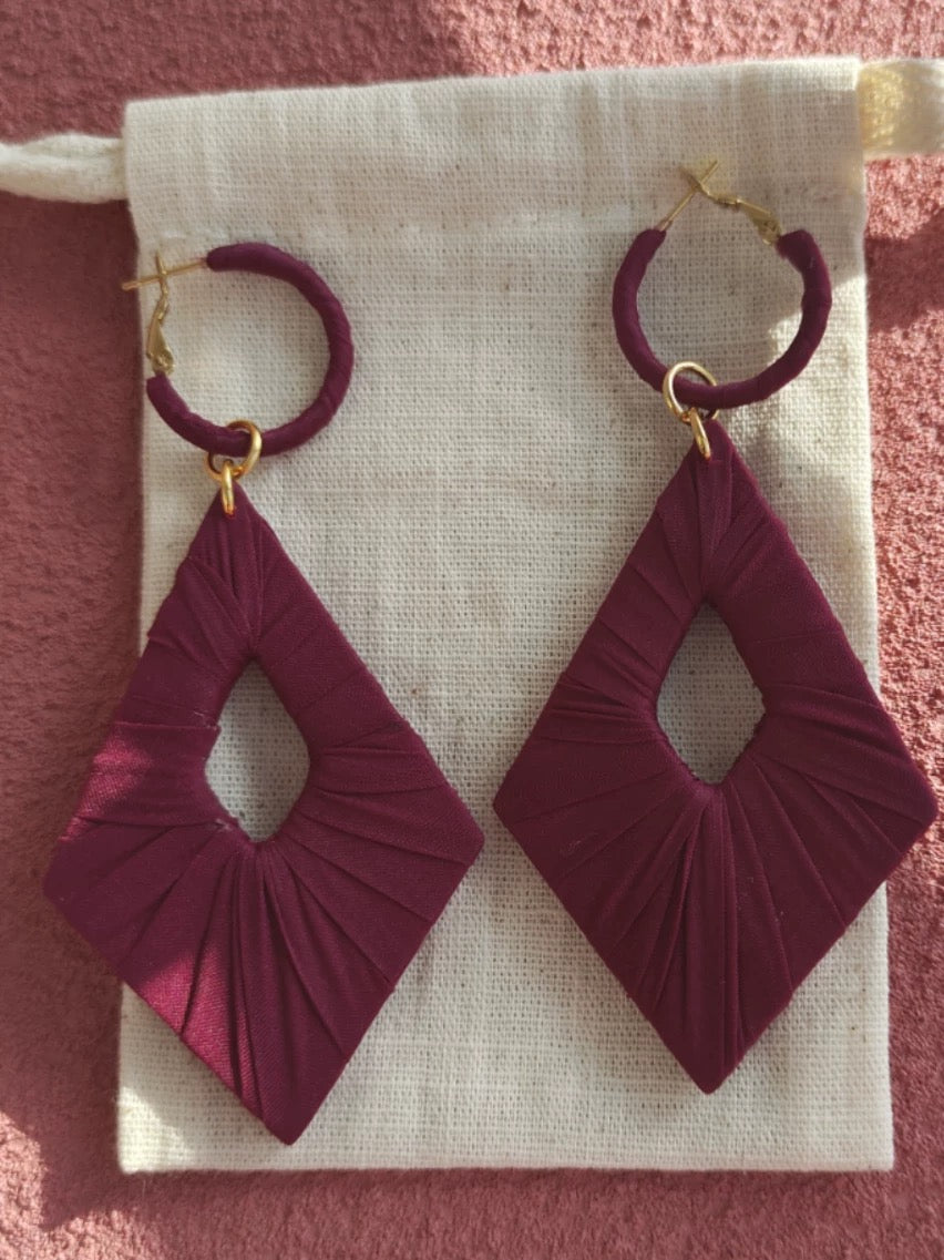 Silk wrapped earrings 10cm*3cm