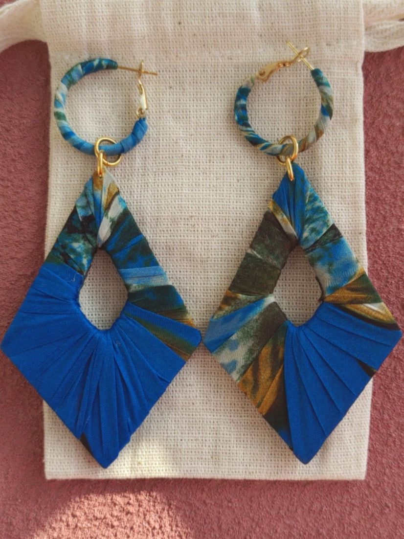 Silk wrapped earrings 10cm*3cm