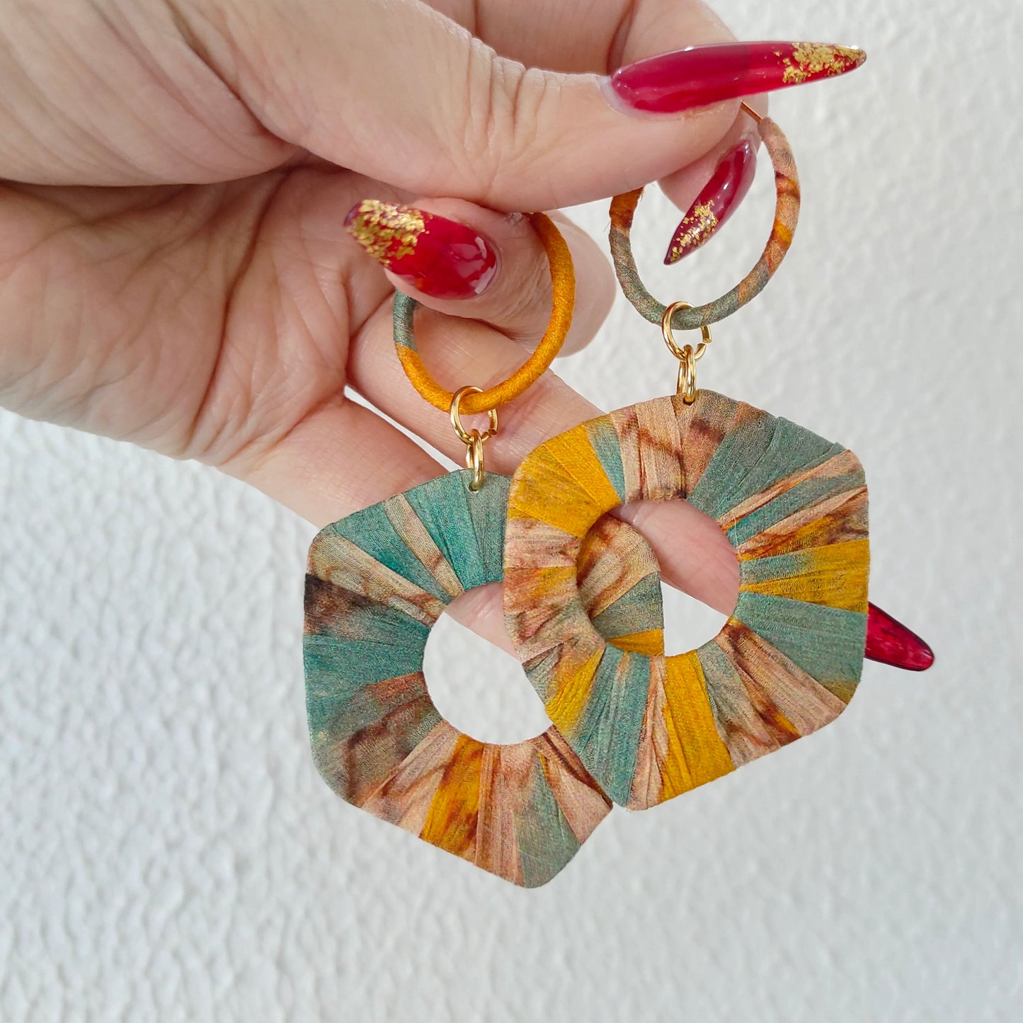 Little garden silk wrapped earrings