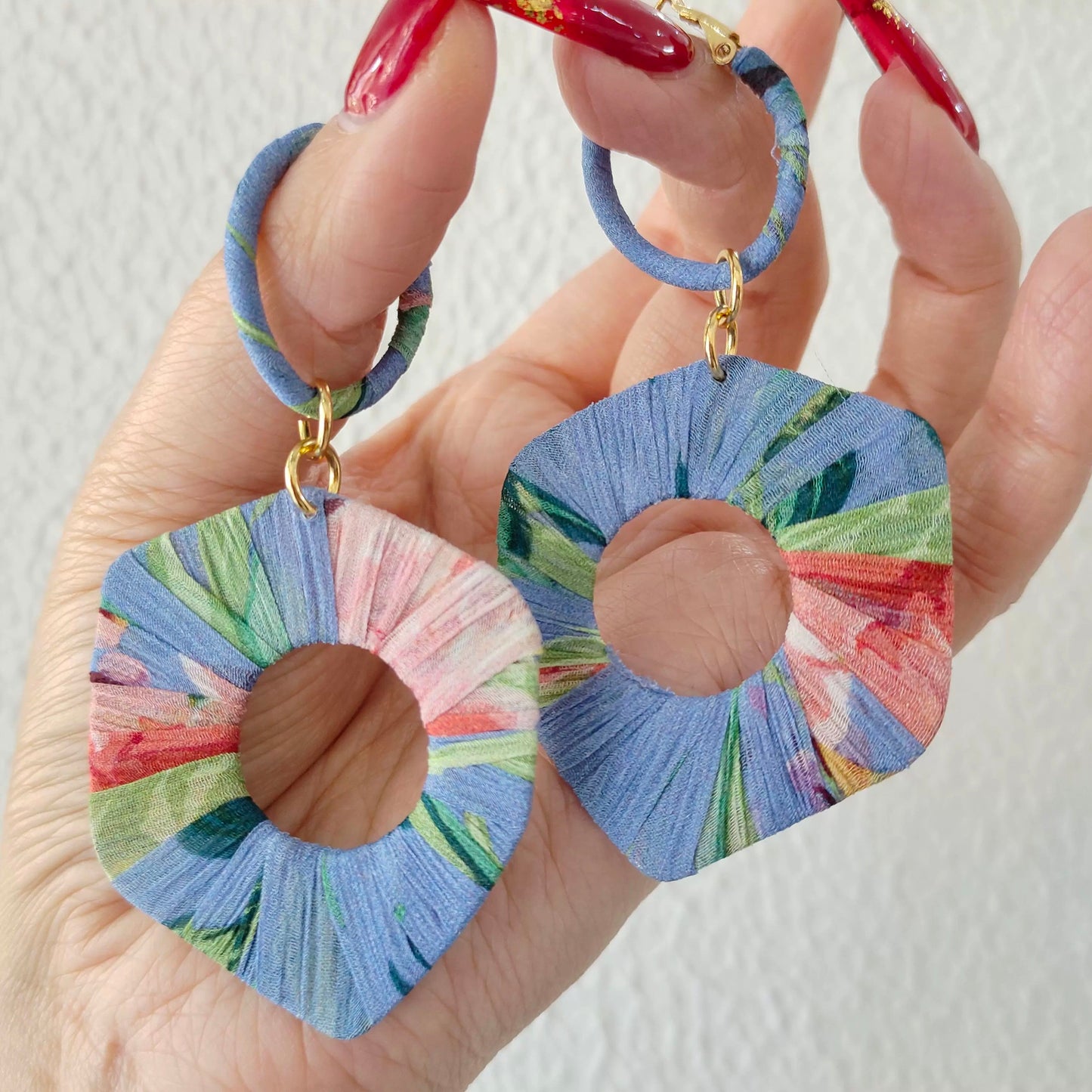 Little garden silk wrapped earrings
