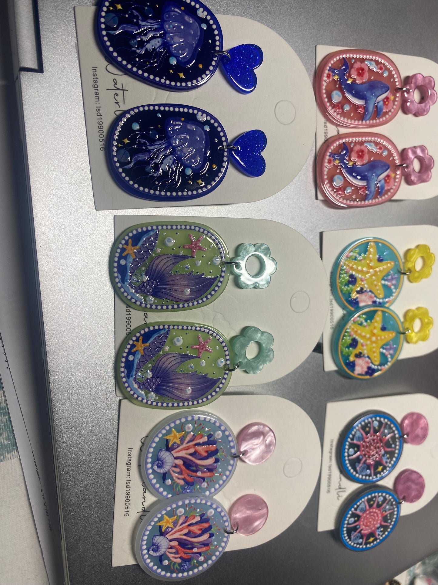 Ocean acrylic earring collection