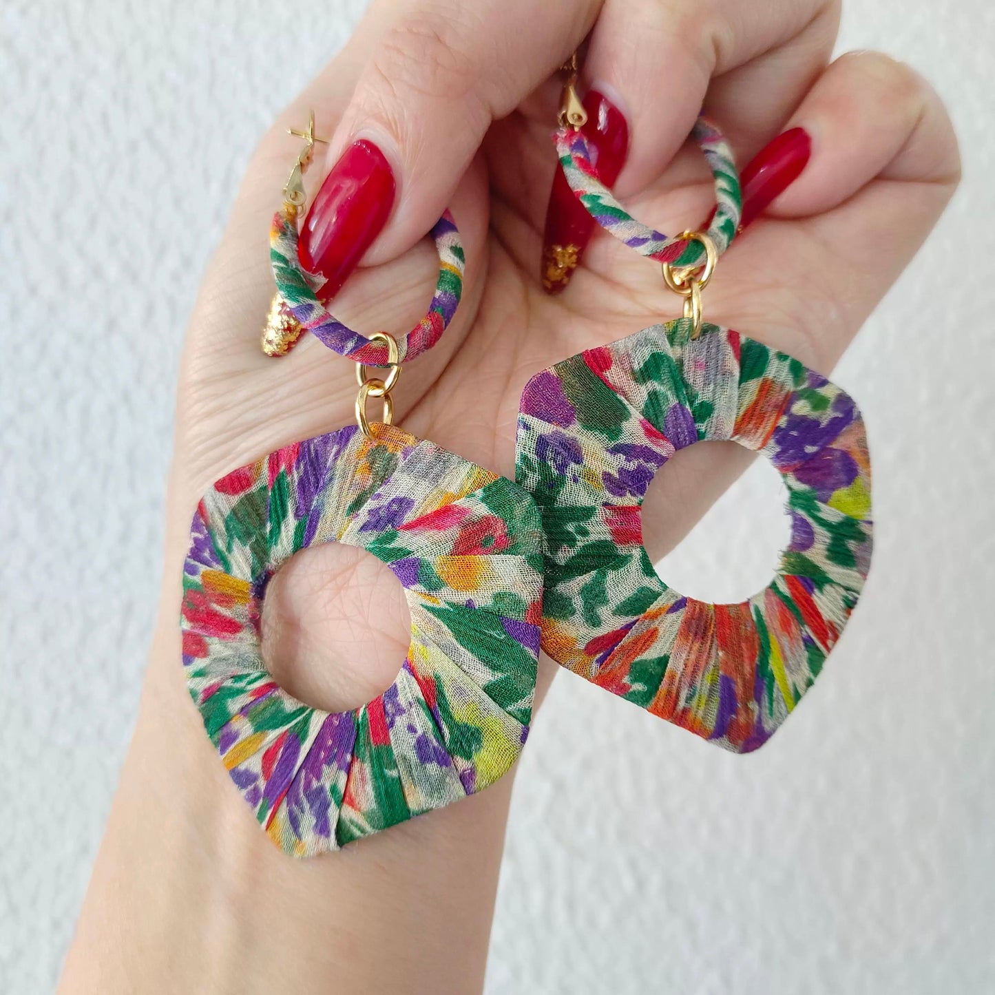 Little garden silk wrapped earrings