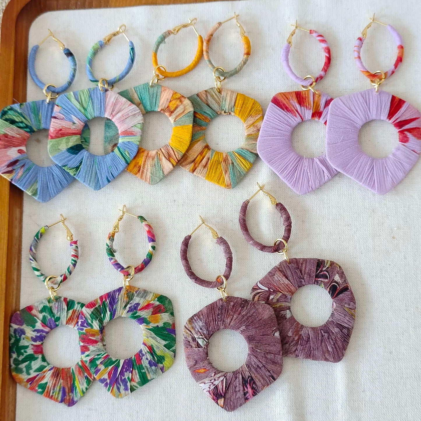 Little garden silk wrapped earrings