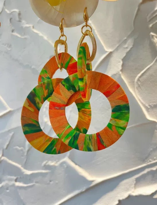 Silk wrapped earrings 12cm *7cm