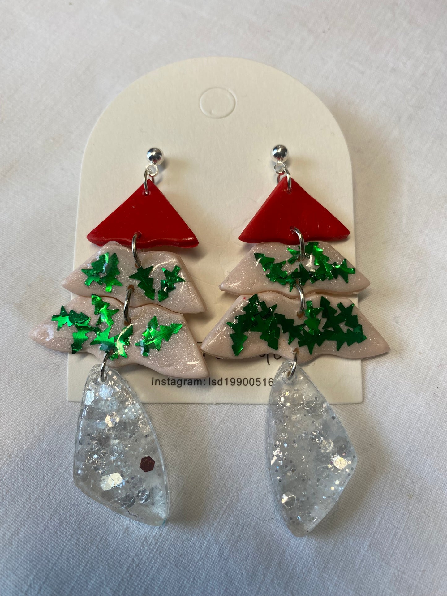 Christmas tree polymer clay earrings