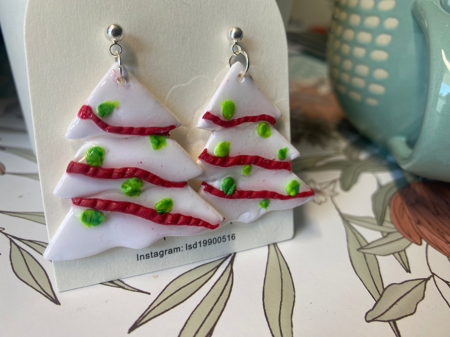 Christmas tree polymer clay earrings