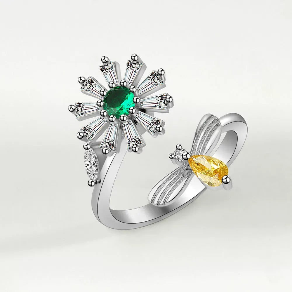 Anti stress ring Flower and bee
