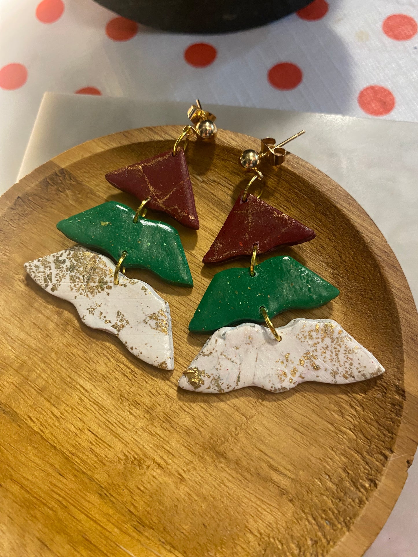 Christmas tree polymer clay earrings