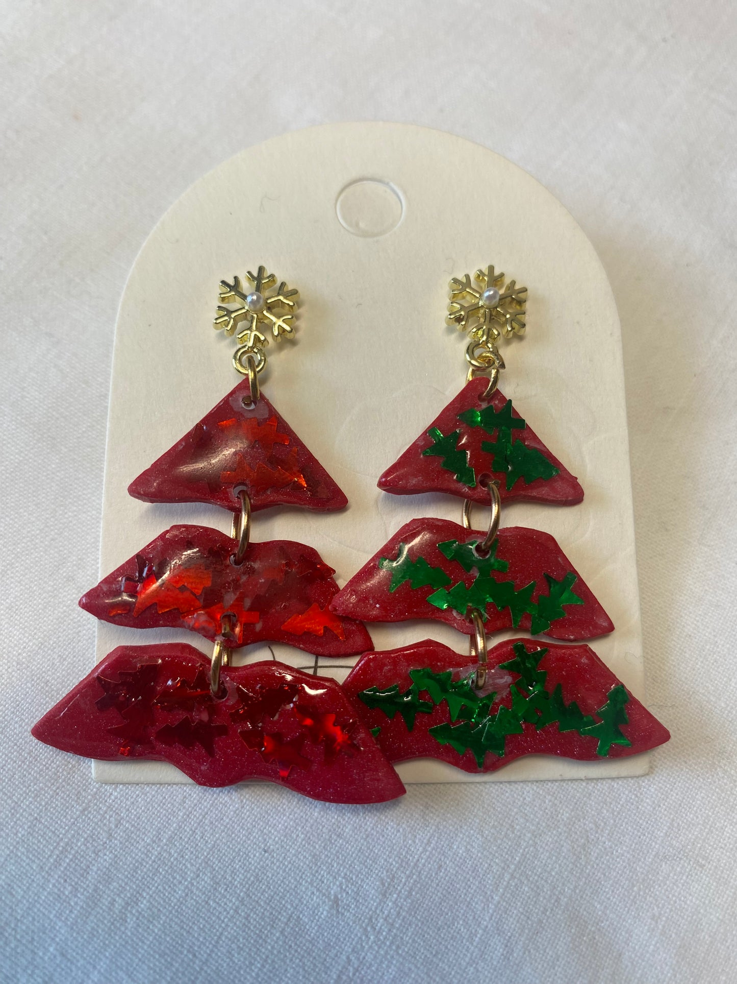 Christmas tree polymer clay earrings