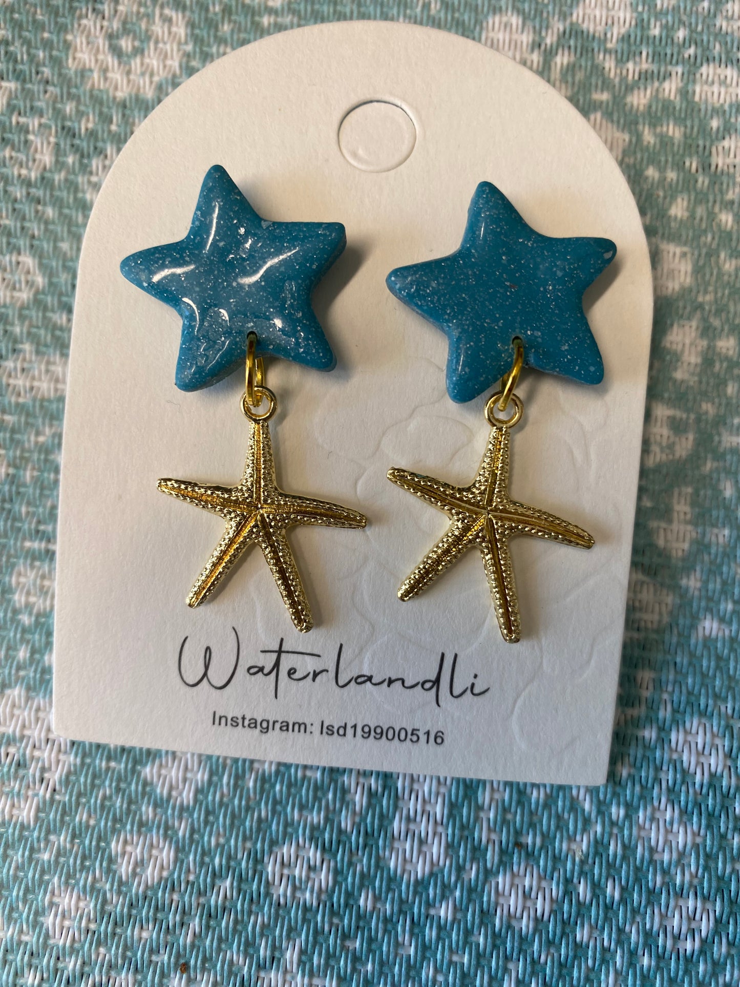 Blue ocean polymer clay earrings