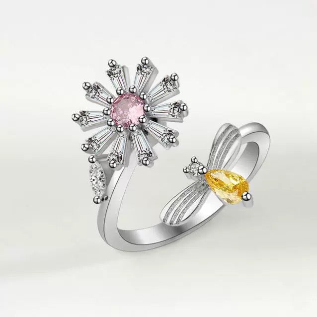 Anti stress ring Flower and bee