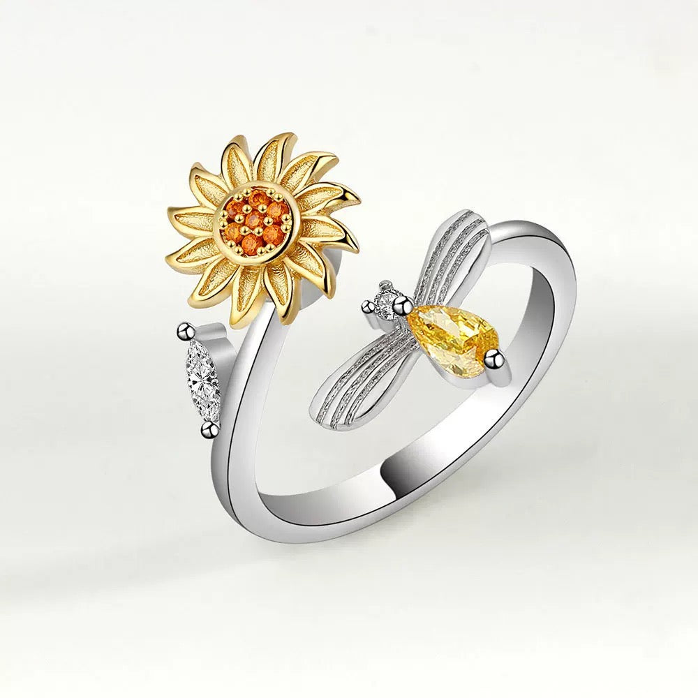 Anti stress ring Flower and bee