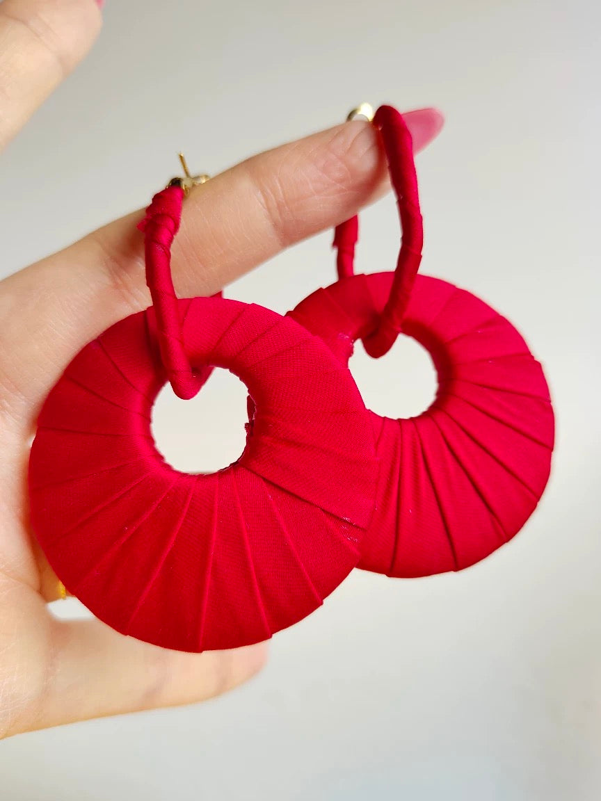 Circle silk wrapped earrings 8cm *5cm