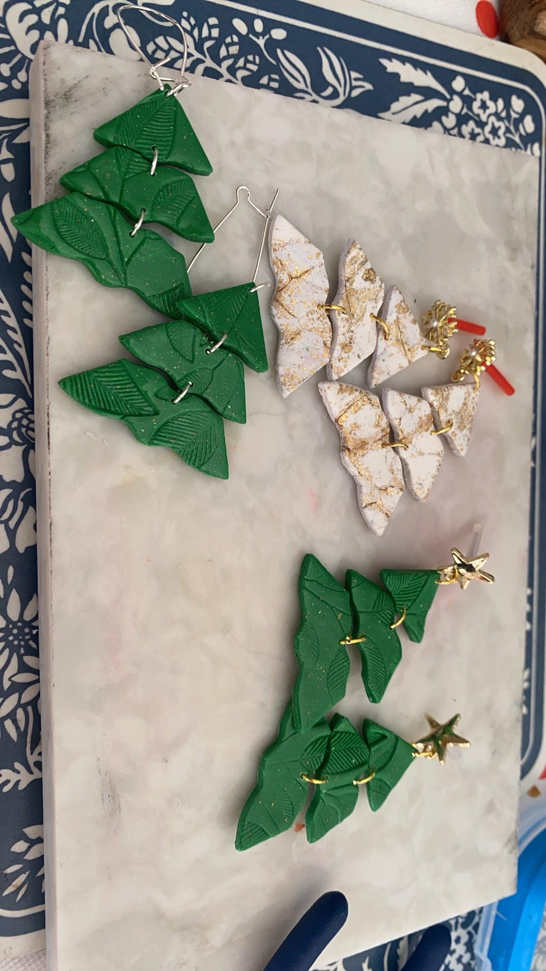 Christmas tree polymer clay earrings