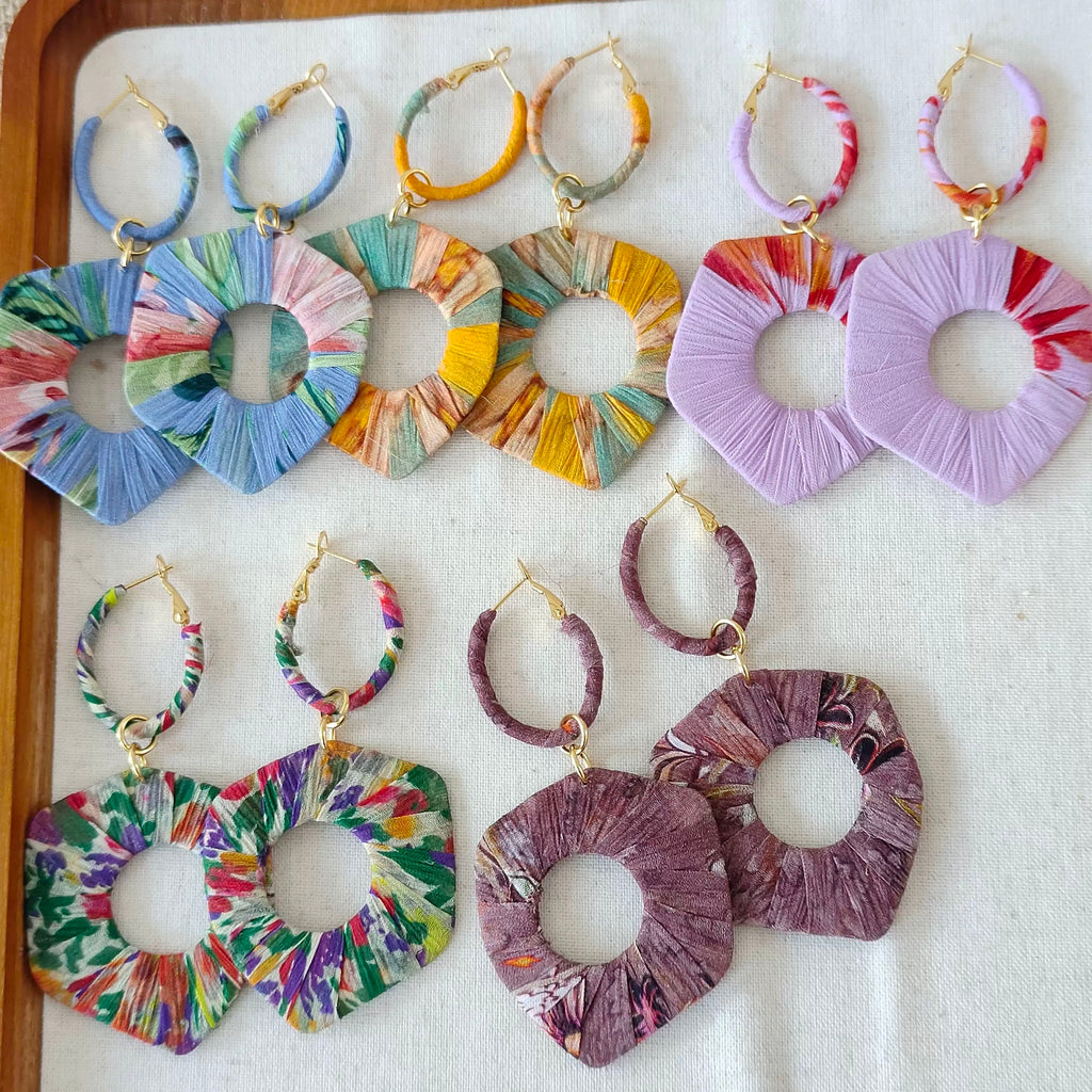 Little garden silk wrapped earrings