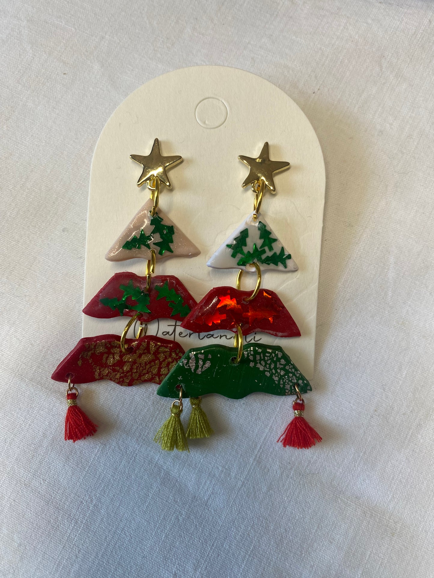 Christmas tree polymer clay earrings