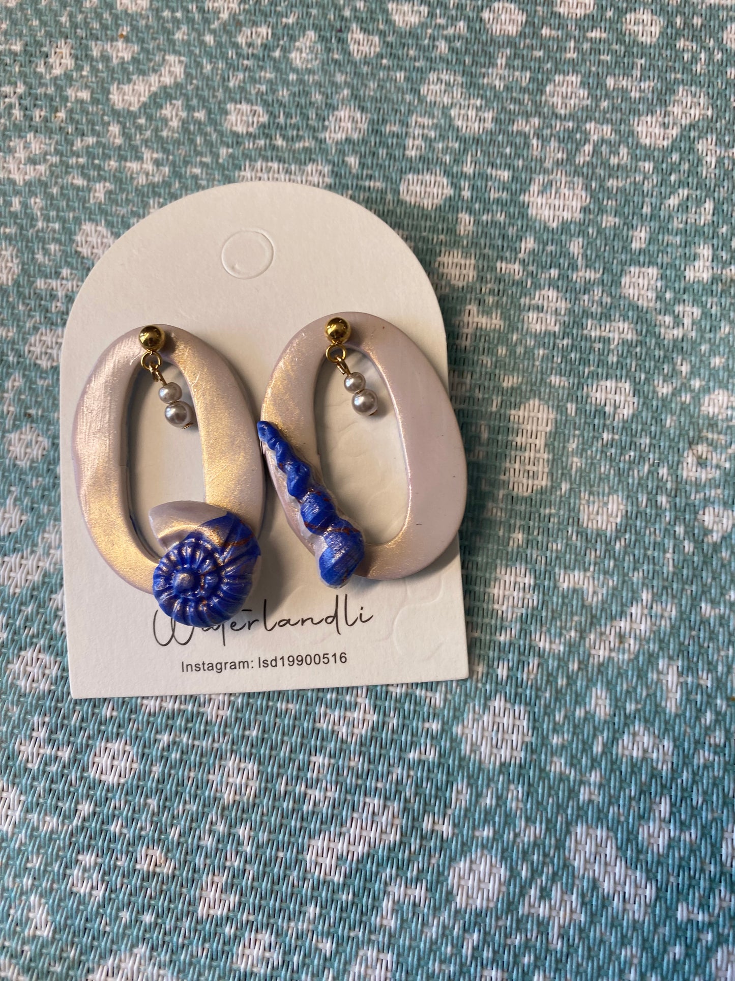 Blue ocean polymer clay earrings