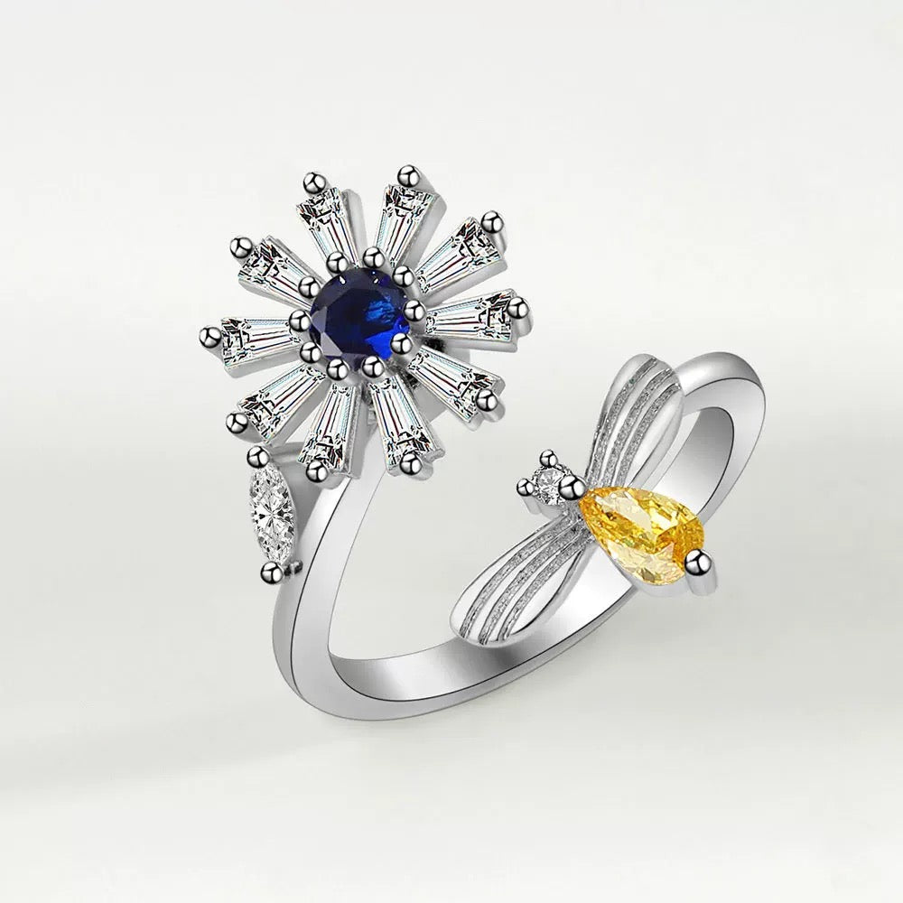 Anti stress ring Flower and bee