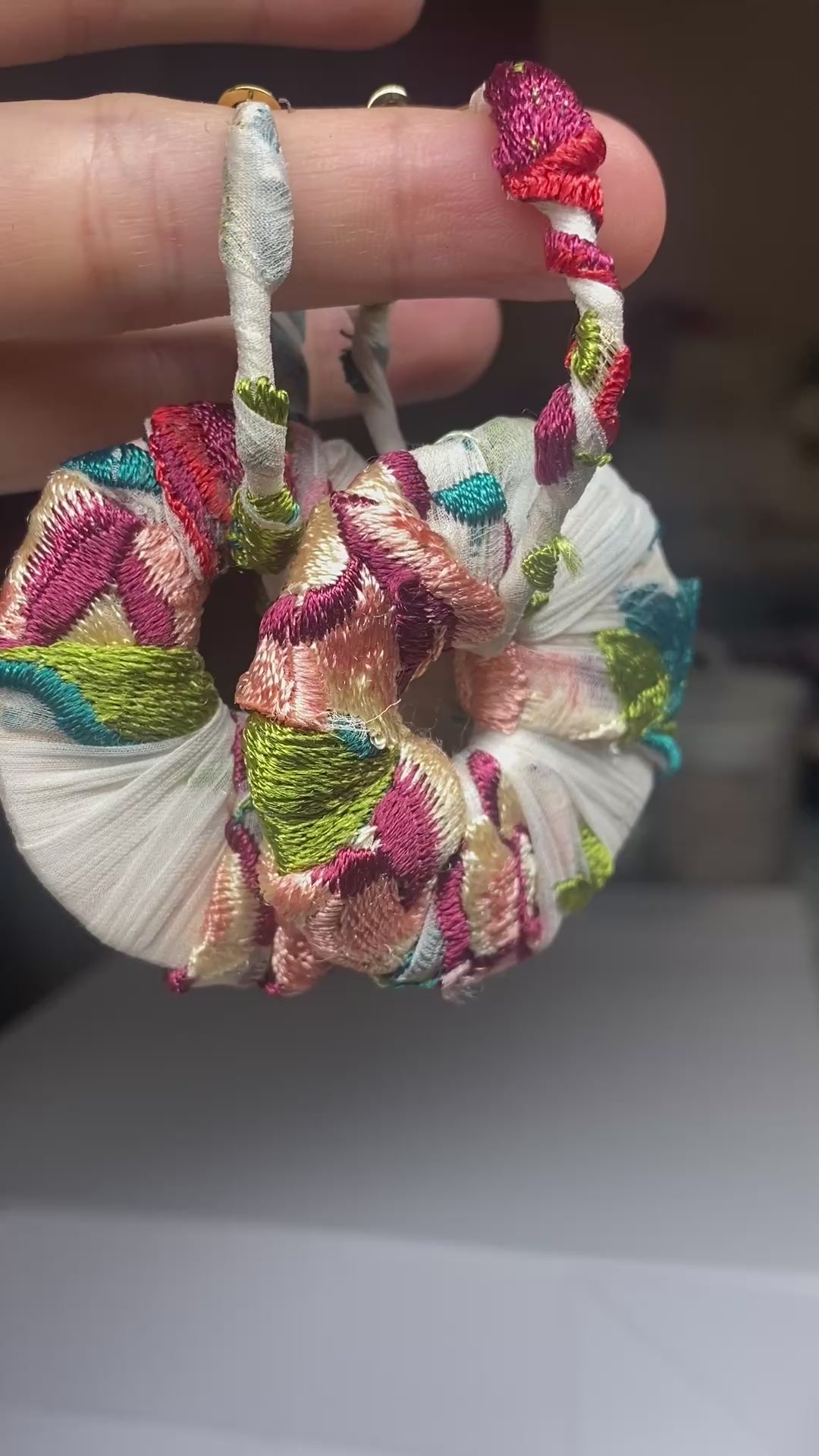 Circle silk wrapped earrings 8cm *5cm