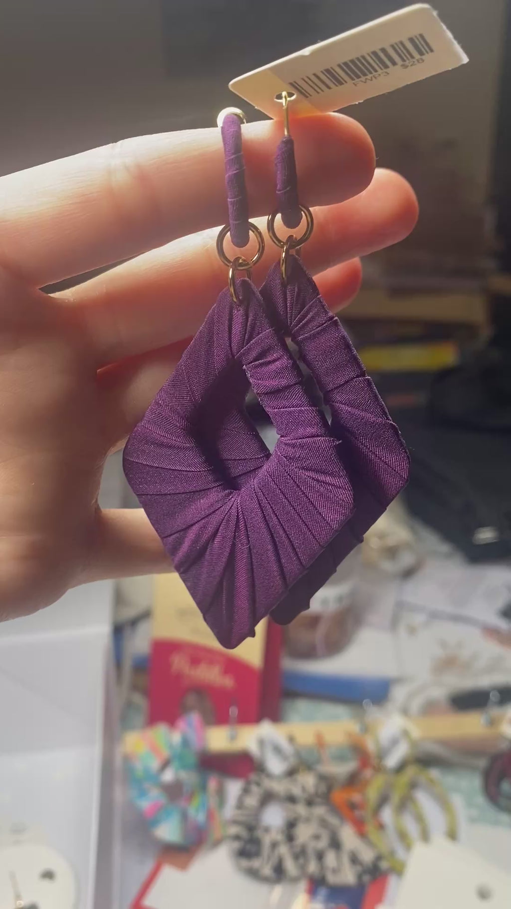 Silk wrapped earrings 10cm*3cm