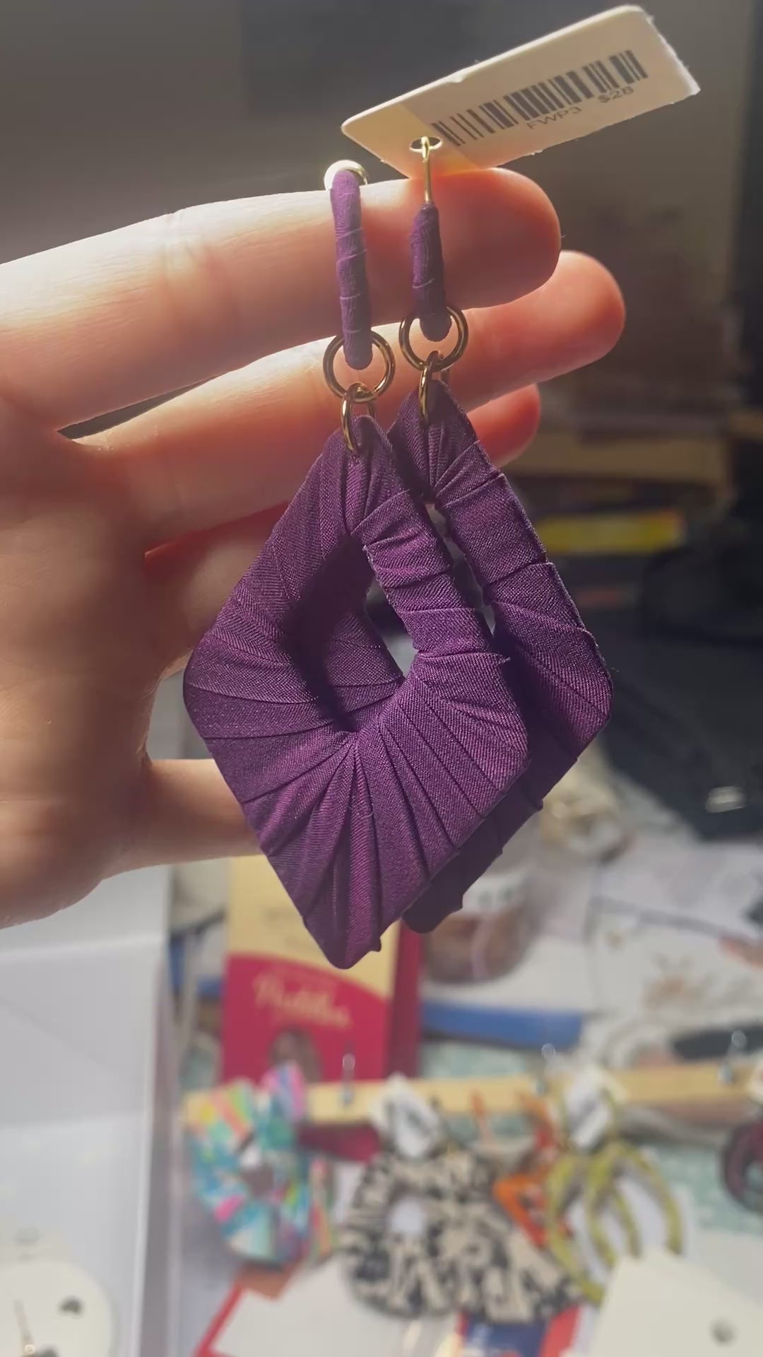 Silk wrapped earrings 10cm*3cm